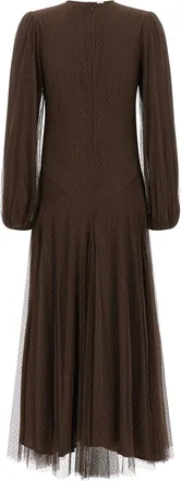Twin-Set Tulle Plumetis Dress - Brown