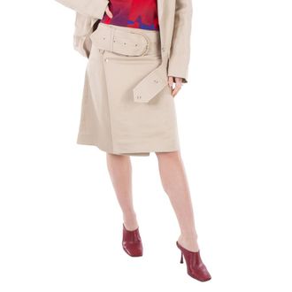 Burberry Belted-Waist Wrap Canvas Mini Skirt, Brand Size 8 (US Size 6)