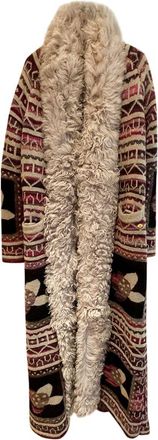 Chanel Printed Fur Trimmed Longline Cardigan Size S