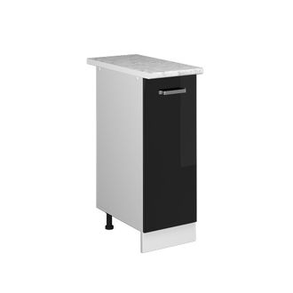 Vicco Mueble Bajo Universal R-line, Negro Brillo Intenso, 30 Cm Con Puerta, Con Encimera Vicco