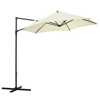 OUTSUNNY 2.5M Offset Roma Patio Umbrella W/ 360&deg; Rotation and Base - Beige | TJ Hughes