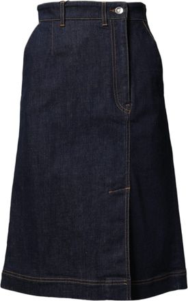 Dolce & Gabbana Womens Dark Blue Cotton A-Line Denim Midi Skirt Co+03