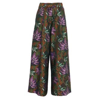 Dries Van Noten Printed Wide Leg Trousers in Multicolor Acetate