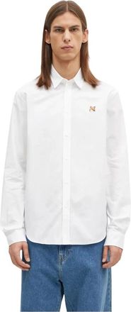 Maison Kitsun&eacute; Fox Head Classic Shirt - Heren - Casual Overhemden - Wit - L - Katoen - Overhemden