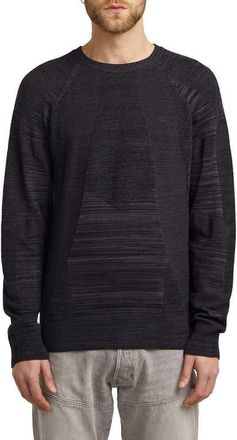 G-Star 3D Biker Textureblock Crewneck Sweater in Dark Black/Asphalt at Nordstrom, Size X-Large