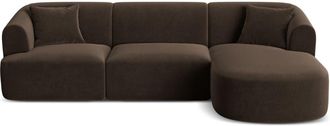 Cosmopolitan Design Sof&aacute; esquinero derecho modular 4 plazas de terciopelo chocolate