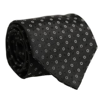 Dolce & Gabbana Geometric Circle Verstelbare Stropdas - Heren - Accessoires - Zwart - Maat: ONE Size Zijde