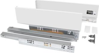 Emuca Kit Caj&oacute;n Vertex De Cocina O Ba&ntilde;o, Altura 93 Mm, Prof. 300 Mm, 40 Kg, Cierre Suave, Acero, Blanco