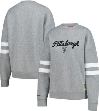 Mitchell & Ness Womens Mitchell & Ness Heather Gray Pittsburgh Pirates Lightweight Logo Pullover Sweatshirt at Nordstrom, Size Small