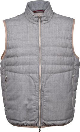 Brunello Cucinelli MenS 100% Virgin Wool Zip Up Quilted Casual Puffer Vest, Size XXS