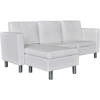 vidaXL Vidaxl - Sof&aacute; Seccional 3 Plazas Cuero Artificial Blanco