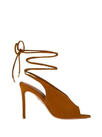 Aquazzura Brown Ankle-tie Heels