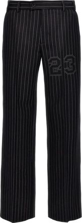 Off-white 23 Pinstripes Pants - Heren - Wijde Broeken - Zwart - M - Wol - Broeken