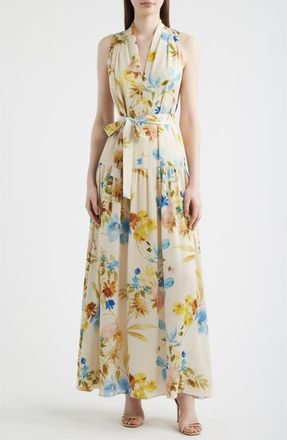 Kobi Halperin Violet Print Sleeveless Maxi Dress in Ecru Multi at Nordstrom, Size Xx-Large