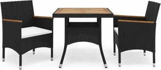 vidaXL Muebles De Jard&iacute;n 3 Piezas Rat&aacute;n Sint&eacute;tico Negro Y Acacia Vidaxl
