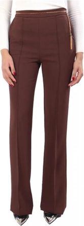 Elisabetta Franchi Pa-141-57E2-V420 Broek - Dames - Wijde Broeken - Bruin - 3XL - Polyester - Broeken
