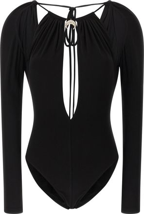Marine Serre Jewel Pendant Bodysuit Top Nero-Donna
