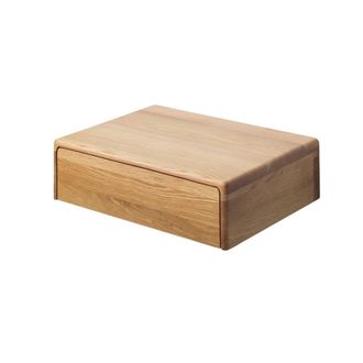 Woodek Mesita de noche con caj&oacute;n, de roble macizo y acabado mate