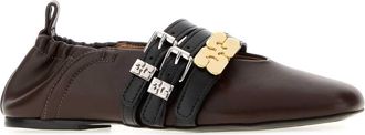 Ganni Womens Sue Triple Ballerina Brown