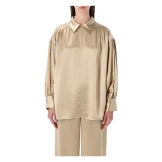 By Malene Birger Overhemden, Dames, Beige, S, Polyester, Leonora Satin Shirt
