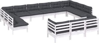vidaXL Muebles De Jard&iacute;n 13 Pzas Con Cojines Blanco Madera De Pino Vidaxl