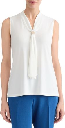Kasper Tie Neck Sleeveless Top in Vanilla Ice at Nordstrom, Size X-Large