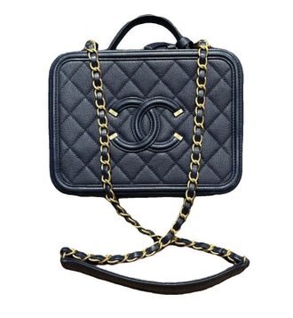 Chanel Blue Quilted Vanity Bag