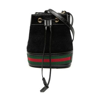 Gucci Pre-owned Bucket Bags, female, Black, Size: ONE SIZE Pre-owned Striped Trim Bucket Bag