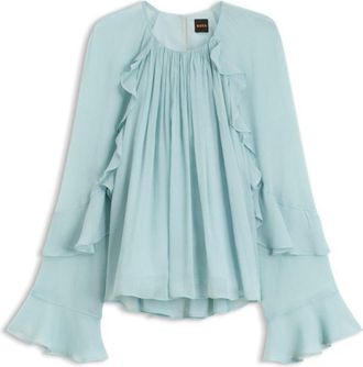 BOSS Regular-fit blouse in lightweight creponne fabric