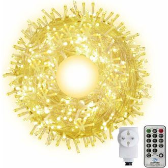 Elle Guirnalda De Luces Exteriores De 100 M - 600 Led De Luz Blanca C&aacute;lida - Resistente Al Agua Ip44 - 8 Modos De Iluminaci&oacute;n - Incluye Mando A Distancia