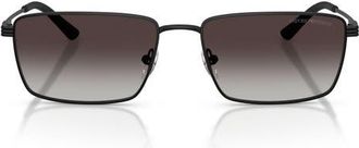 Emporio Armani 57mm Rectangular Sunglasses in Matte Black/grey Gradient at Nordstrom