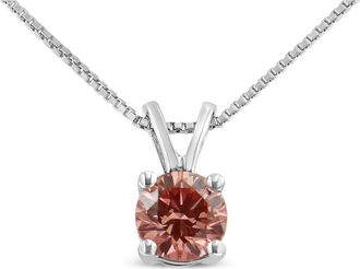 House of Brilliance 10K Gold 1/4 Cttw Colored Grown Diamond Solitaire Pendant Necklace in Pink Diamond at Nordstrom