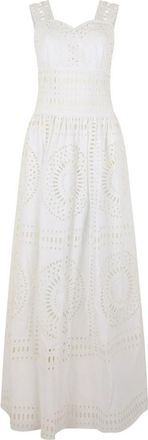 Alberta Ferretti Geplooide Maxi Jurk - Dames - Maxi kleedjes - Wit - 2XS - Katoen - Kleedjes