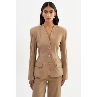 LaMarque Abitha | Suede Hourglass Jacket in Beige at Nordstrom, Size Xx-Small