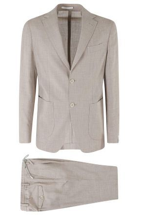 Eleventy Beige Soft Suit Tailored-Pants Wool-Blend Suit