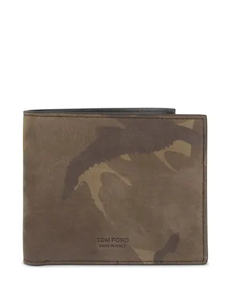 Tom Ford camo bi-fold wallet - men - Sheepskin/Calf Leather - One Size - Brown
