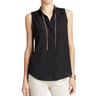 Michael Kors Michael Michael Kors Black Silk Eyelet Top Size XS