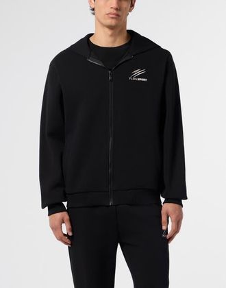 Plein Sport Pique Zip Hoodie Icon Men in Black at Nordstrom, Size Xxx-Large
