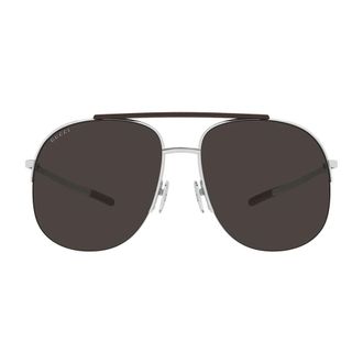 Gucci Pilot Zonnebril - unisex - Zonnebrillen - Grijs - 61 MM - Nylon - Accessoires