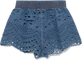 Ermanno Scervino Shorts denim con ricamo - Blu
