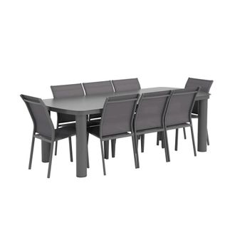 Sweeek Conjunto mesa de jard&iacute;n de aluminio con 8 sillas, antracita