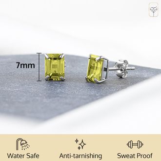 MAX + STONE 14k Yellow or White Gold Solitaire 7x5mm Gemstone Stud Earrings