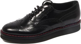 Tod's Leren Loafer Schoen Francesina Bucature - Dames - Veterschoenen - Zwart - 35 EU - Schoenen