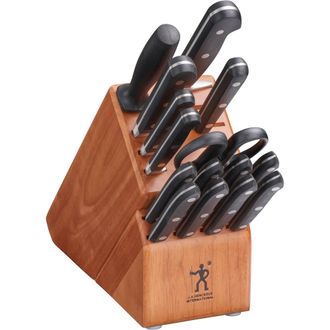 J.A. Henckels International Classic 16-Piece Knife Block Set, Chefs Knife, Serrated Utility Knife, Bread Knife, Steak Knives, Black