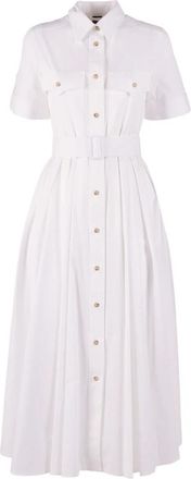 Fay Stretch Katoen Poplin Overhemdjurk - Dames - Shirt Kleedjes - Wit - S - Katoen - Kleedjes