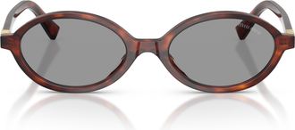 Miu Miu 0mu 04zs Tortoiseshell Oval Frame Sunglasses