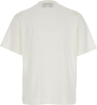 Ami Womens T-Shirt With Heart Patch White Cotton T-Shirts & Jerseys