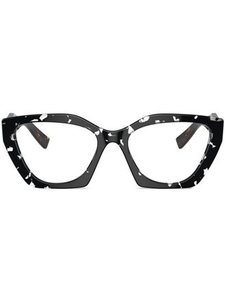 Prada Bril met schildpadschild-design - Zwart