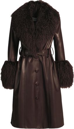 Wanan Luxury Cappotto Sac Marrone in Pelle e Mongolia-Donna -Marrone