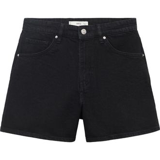 Mango High Waist Denim Shorts in Black Denim at Nordstrom Rack, Size 6